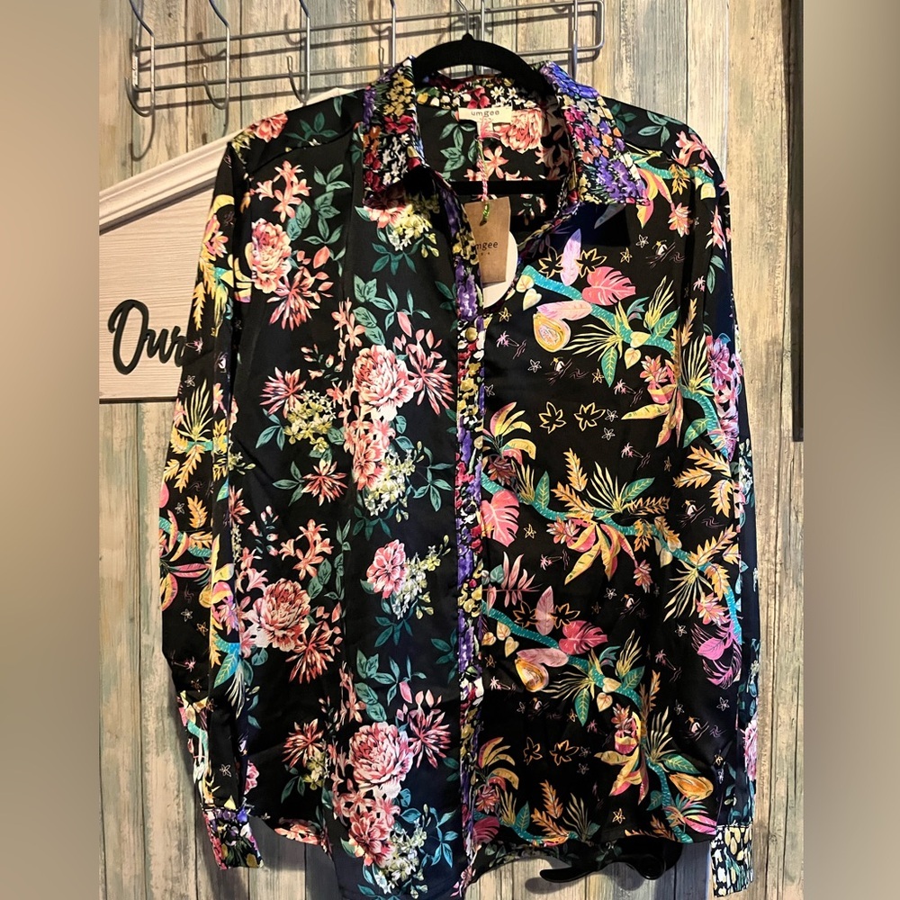 Umgee Multicolor Floral Button-Up Blouse
